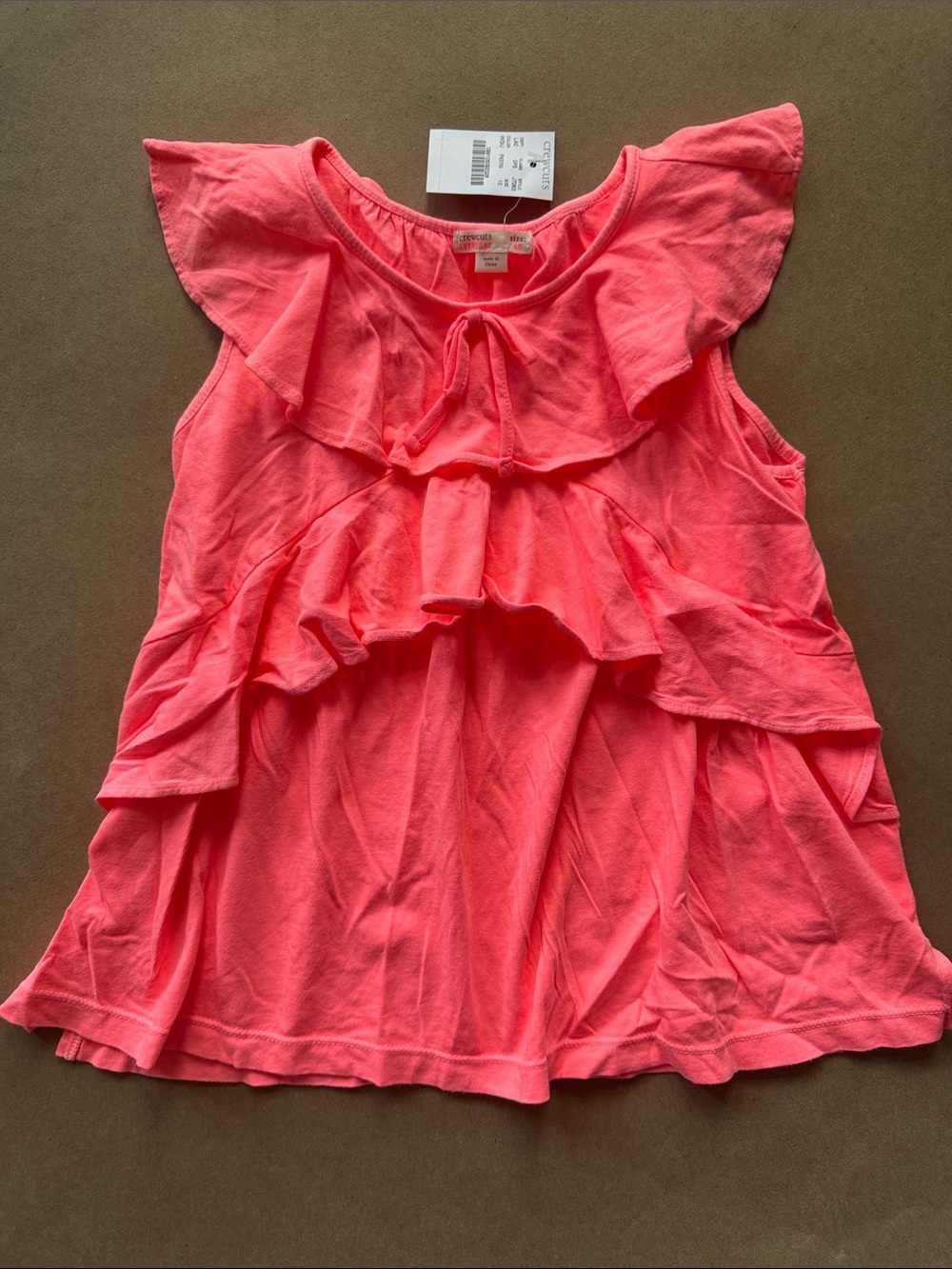 NWT Crewcuts Coral Pink Ruffle Tiered Top